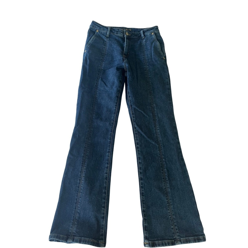 Michael Kors Flare Leg Jeans Dark Wash Denim Front Seam Size 6
